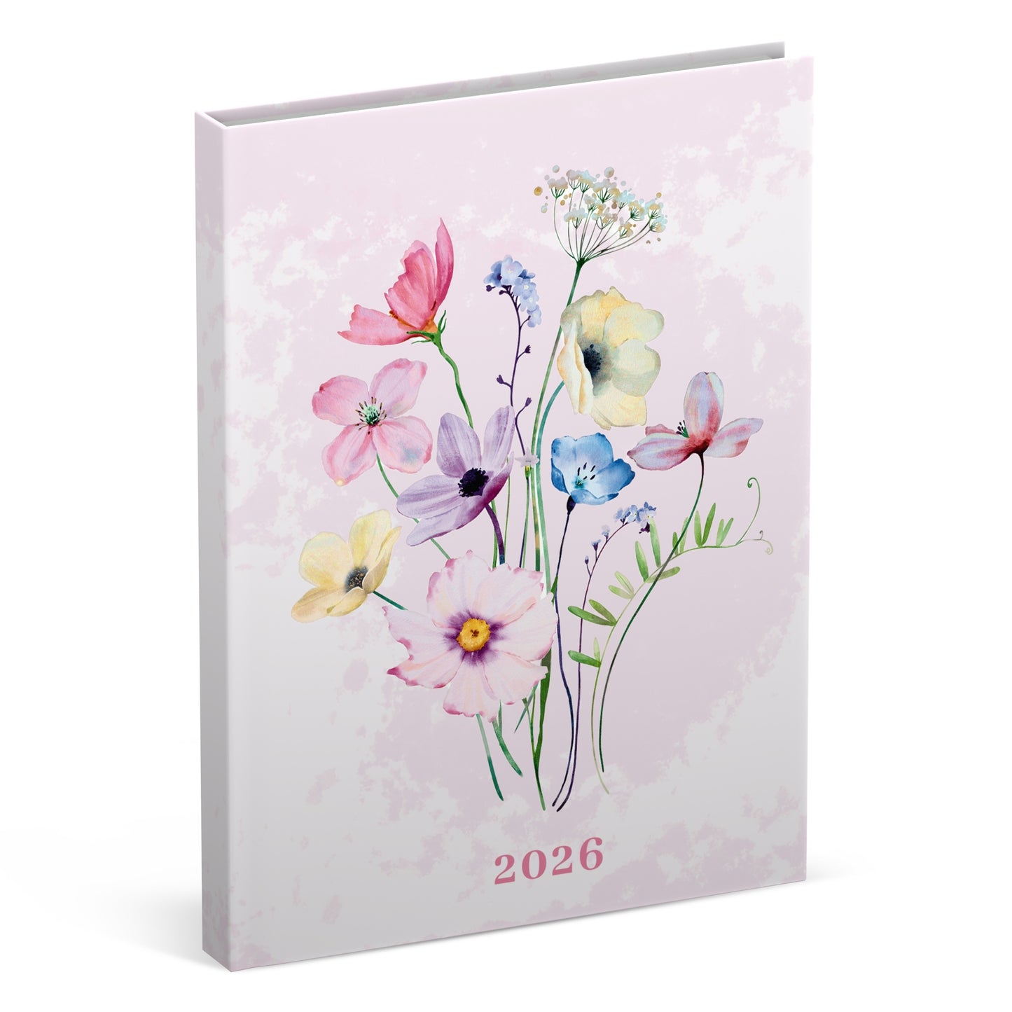 Lannoo - Agenda 2026 110x150 Flowers watercolour 7dagen/2pagina's roze
