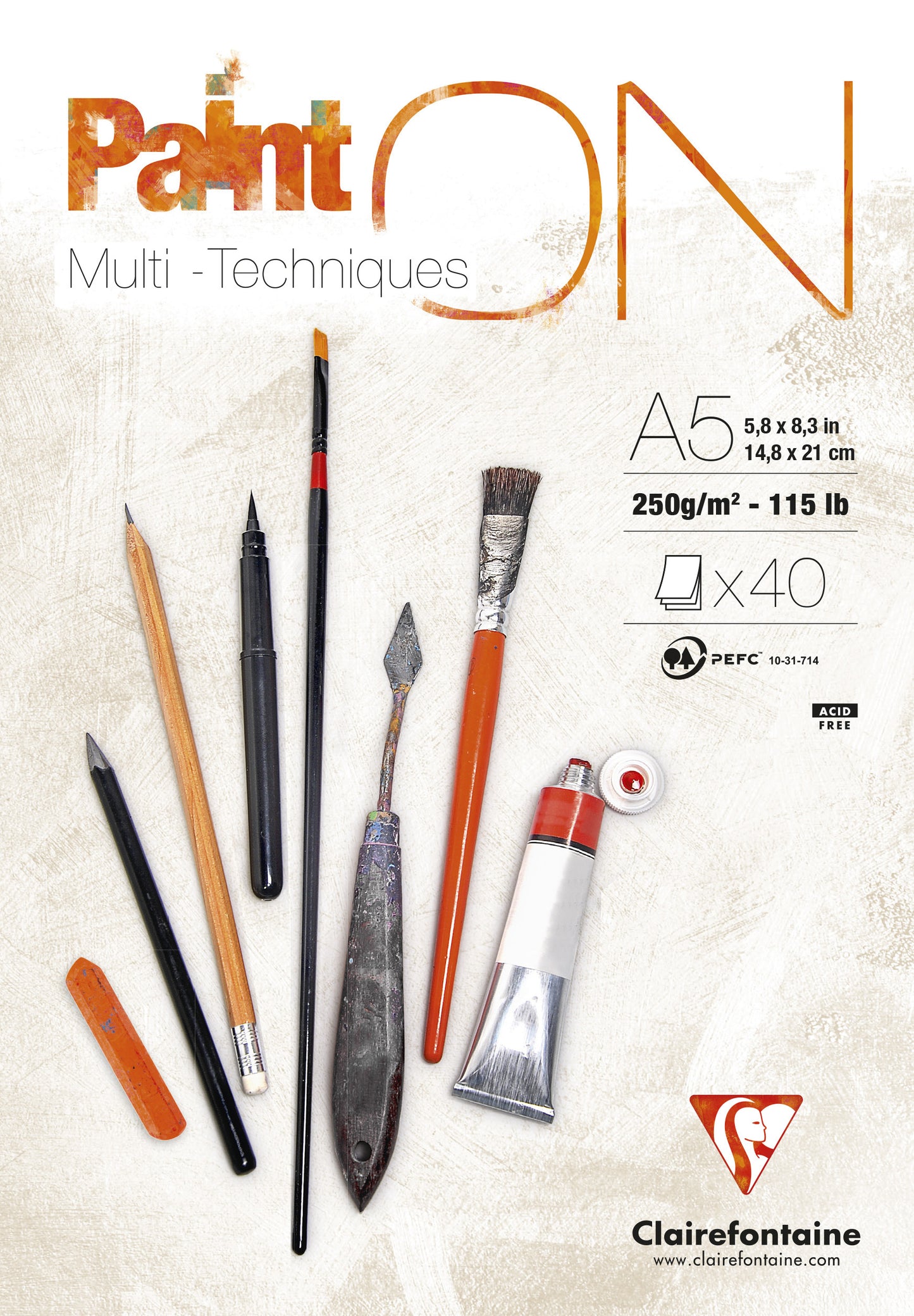 Clairefontaine - Tekenblok Paint On A5 40 vel 250gr | 4 stuks