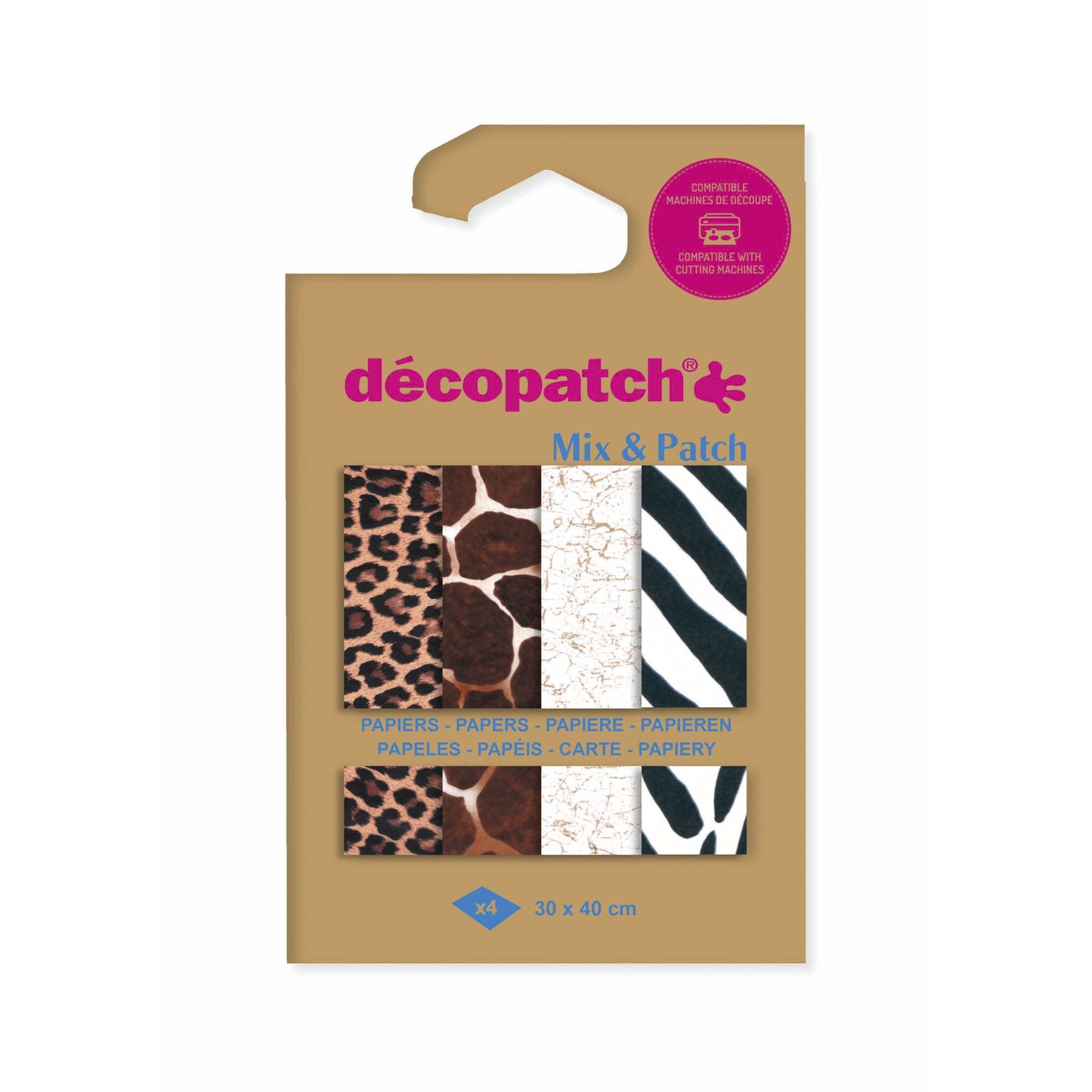 Décopatch - Hobbypapier 30x40cm 4v Tierhaut