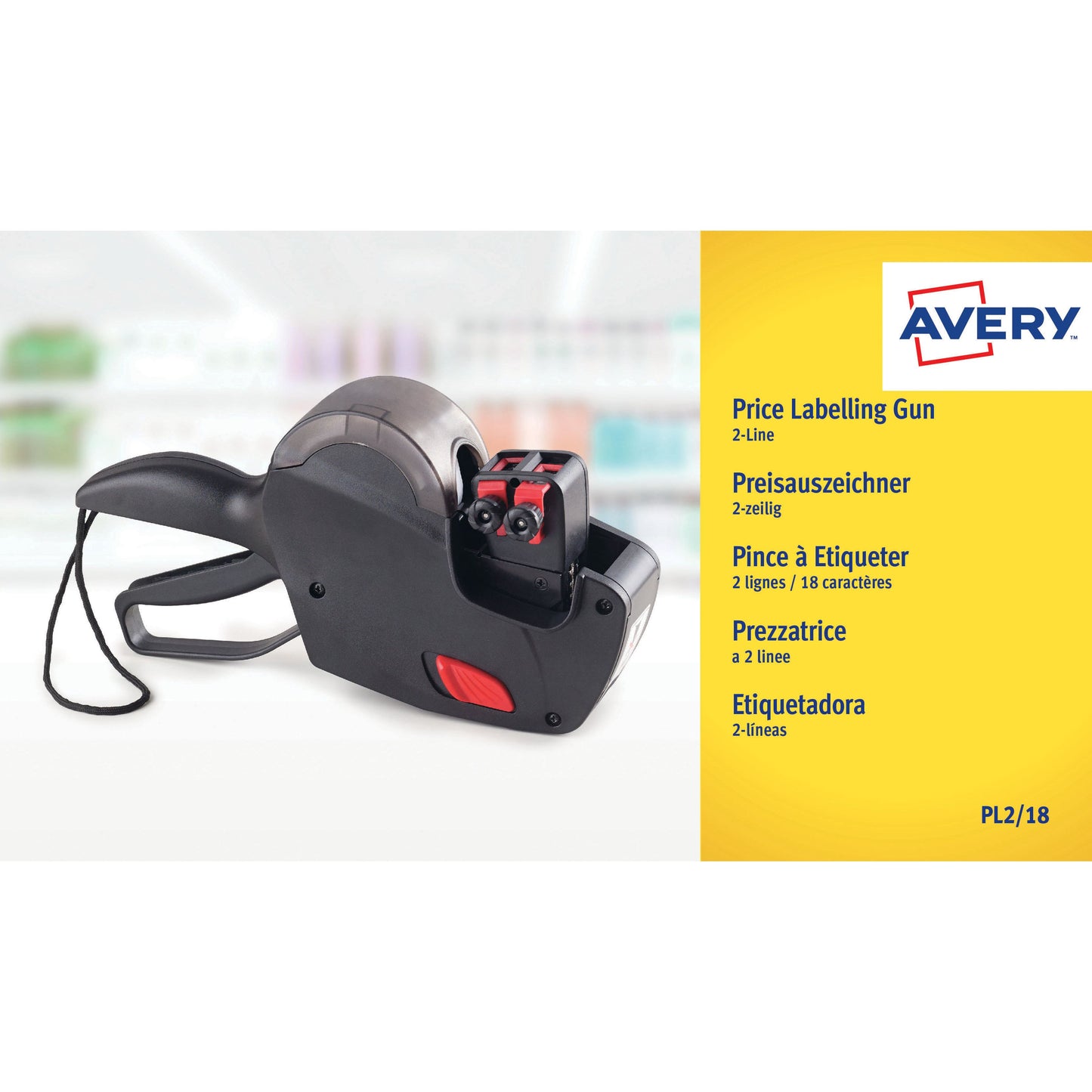 Avery - Etiketteertang pl2/18 2 regels zwart