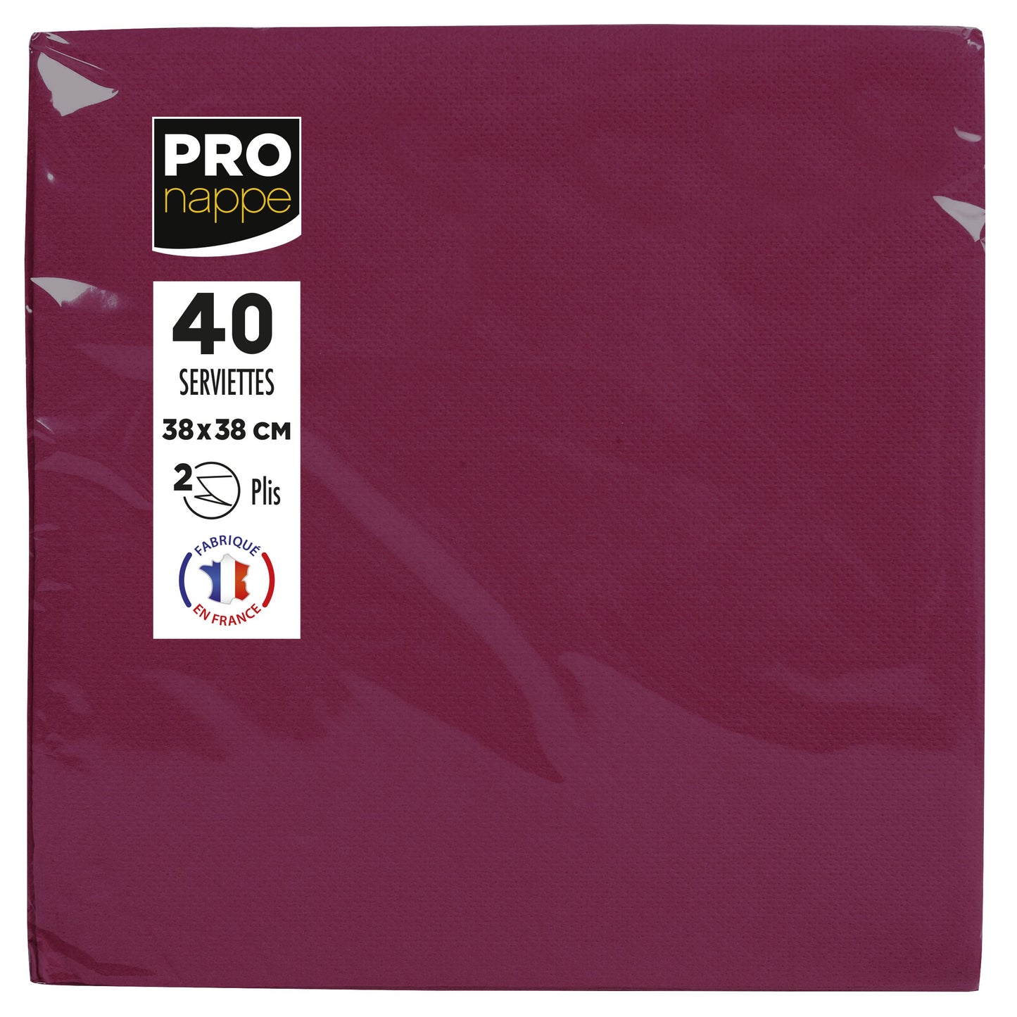 Pronappe - Serviette 380x380 mm 40 feuilles rouge bordeaux