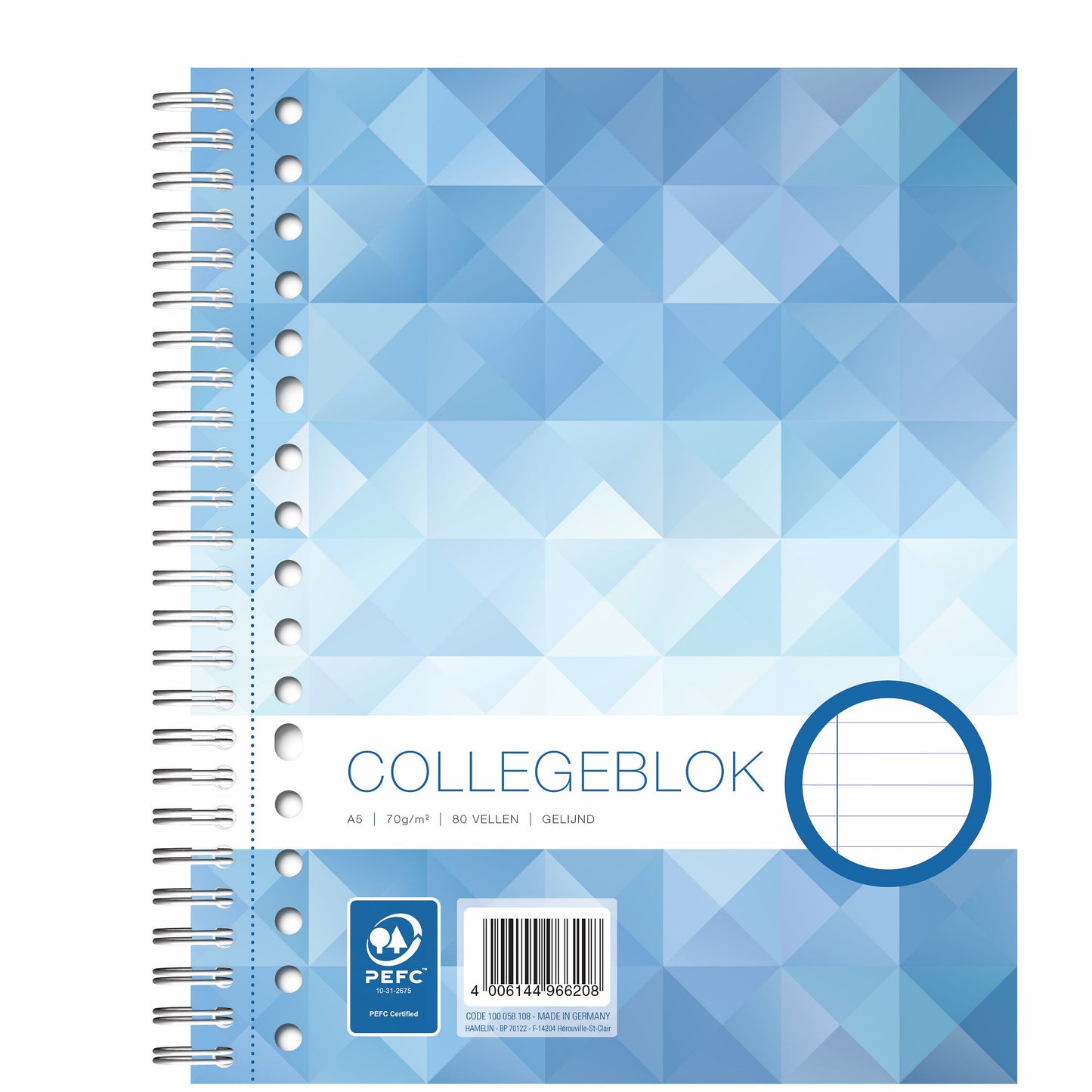 Travail - Bloc de cours A5 ligne 17 trous 80 feuilles 70gr