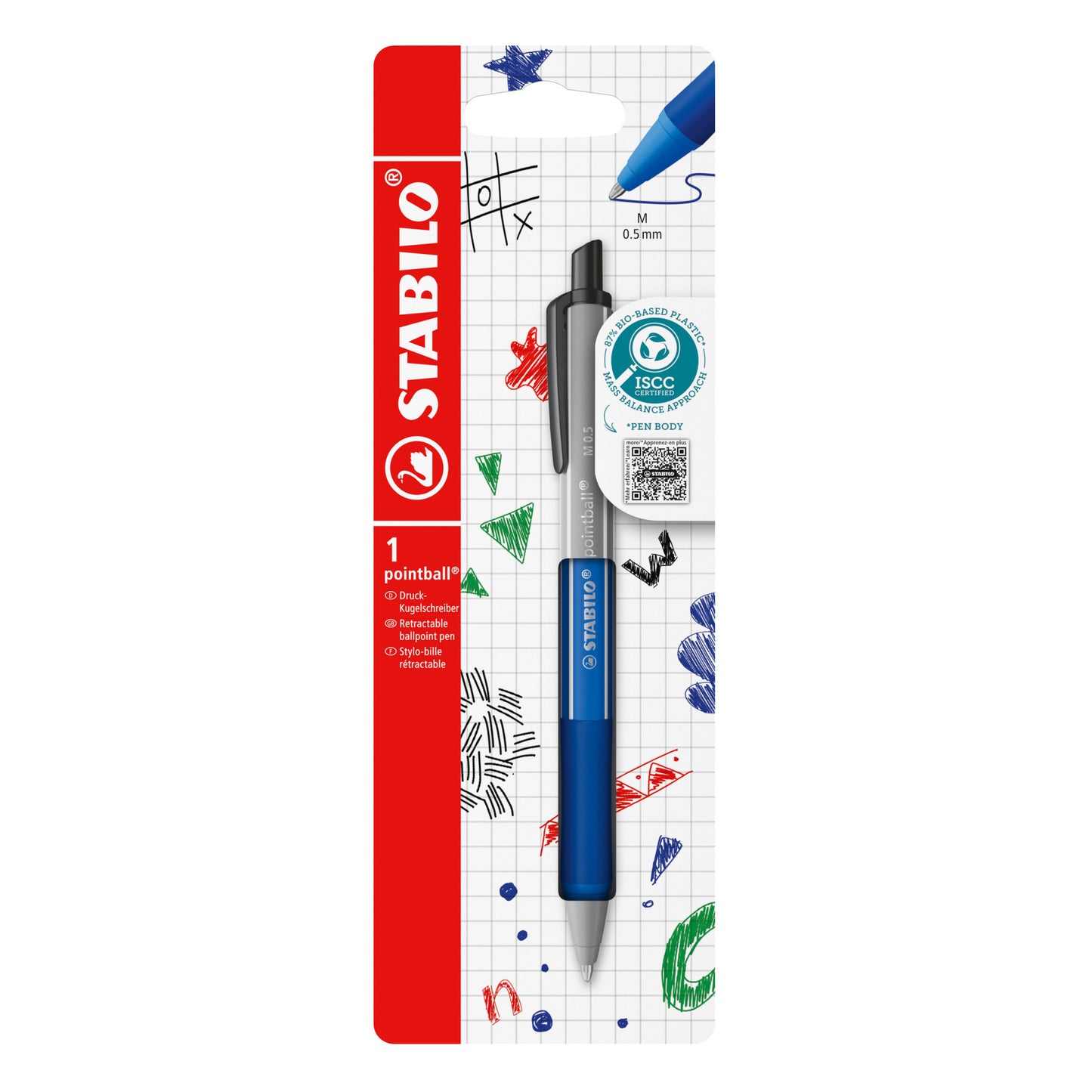 Stabilo - Balpen pointball colorful bl blist à 1st