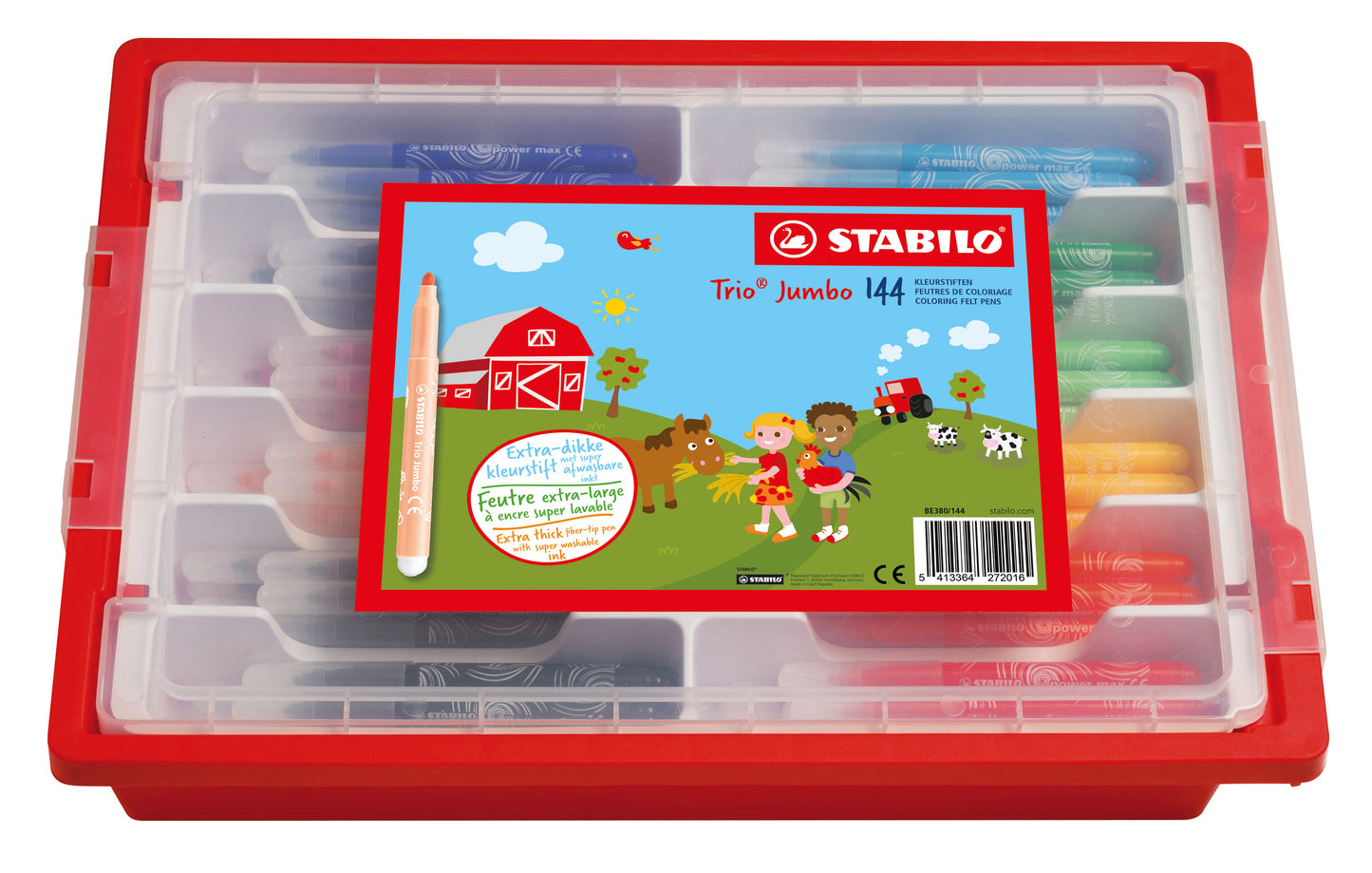Stabilo - Viltstift trio jumbo 380 144st assorti