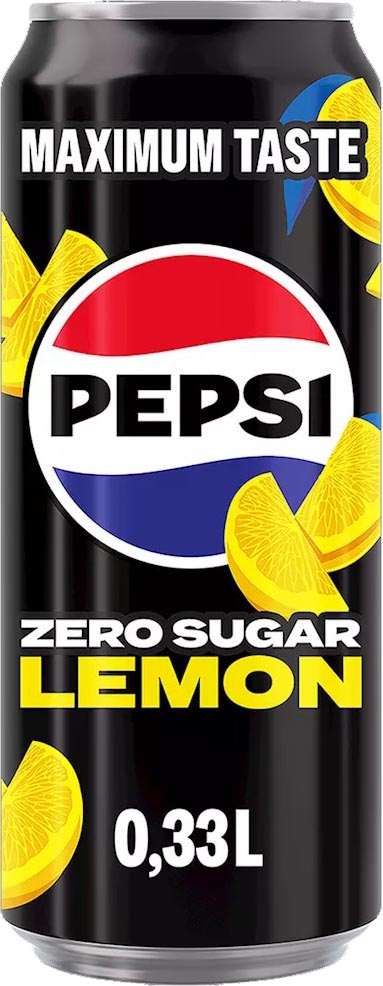 Pepsi - Zero Sugar Lemon frisdrank, blik van 33 cl, pak van 12 stuks