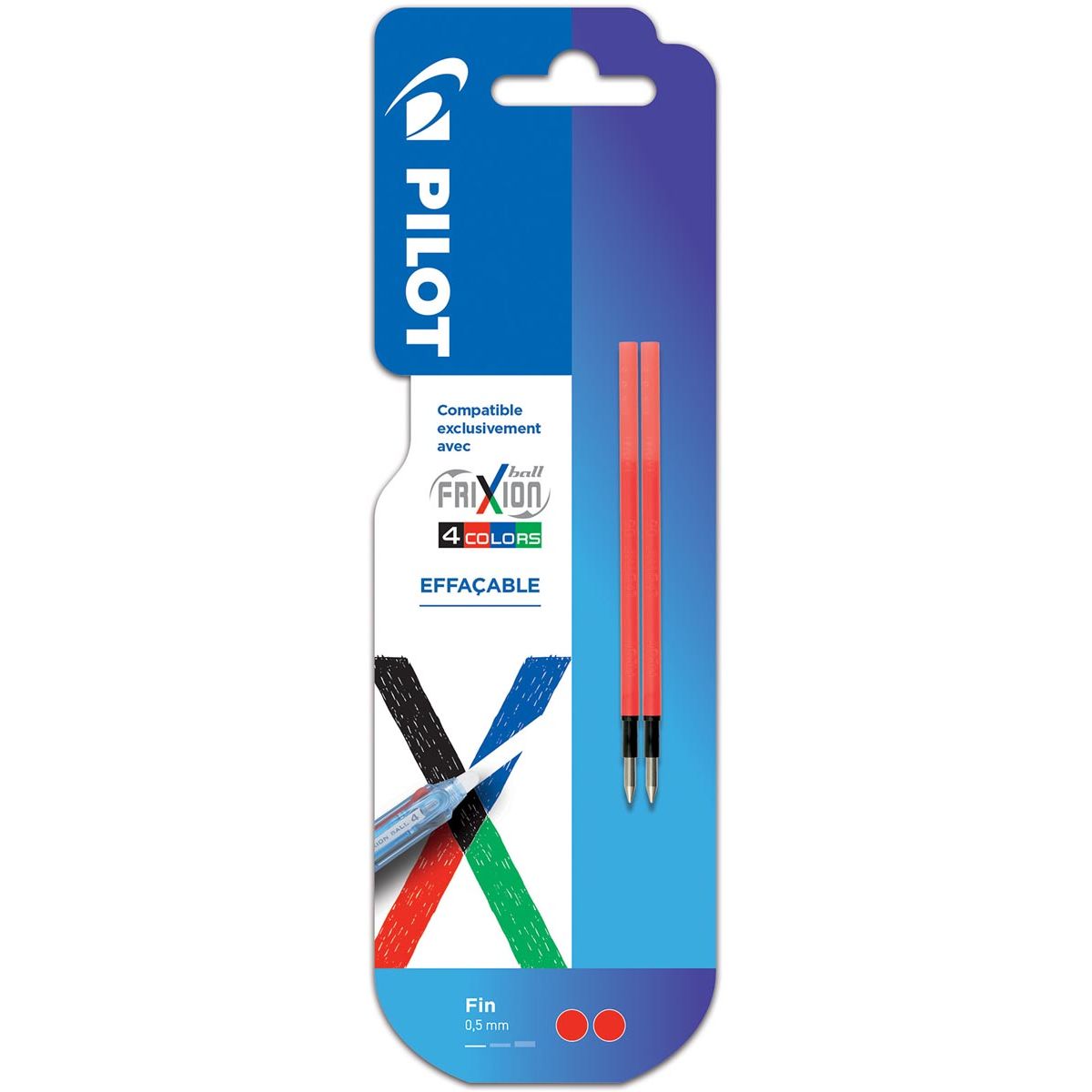 Pilot - vullingen voor Frixion Ball 4-kleurenroller, fijn, rood, pak van 2 stuks