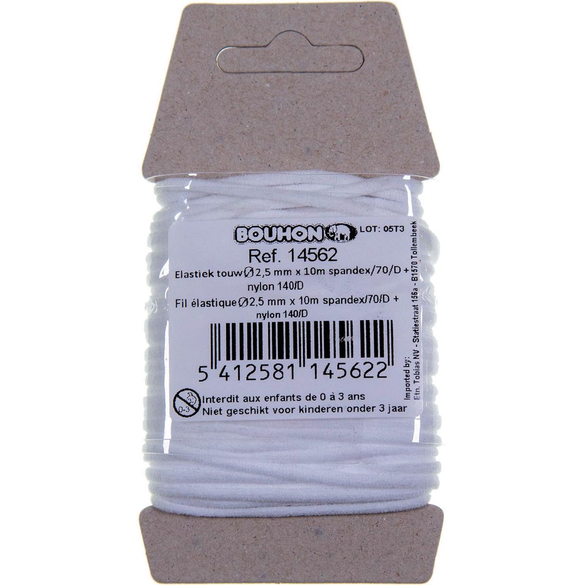 Bouhon - elastiek touw, nylon, ft 2,5 mm x 10 m, op blister