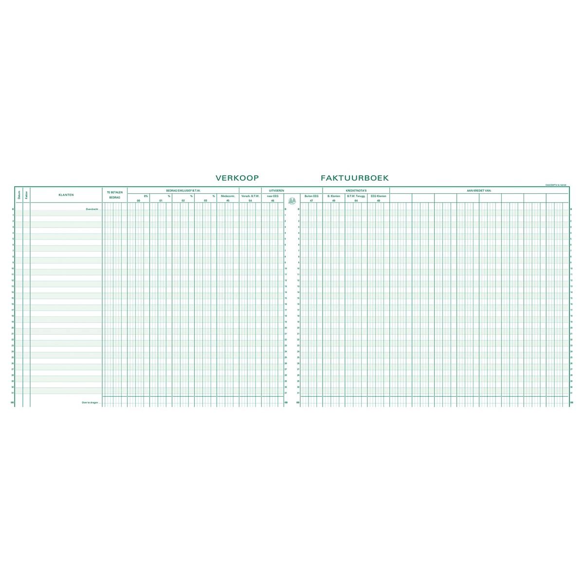 Exacompta - register verkoop, ft 27 x 32 cm, Nederlandstalig
