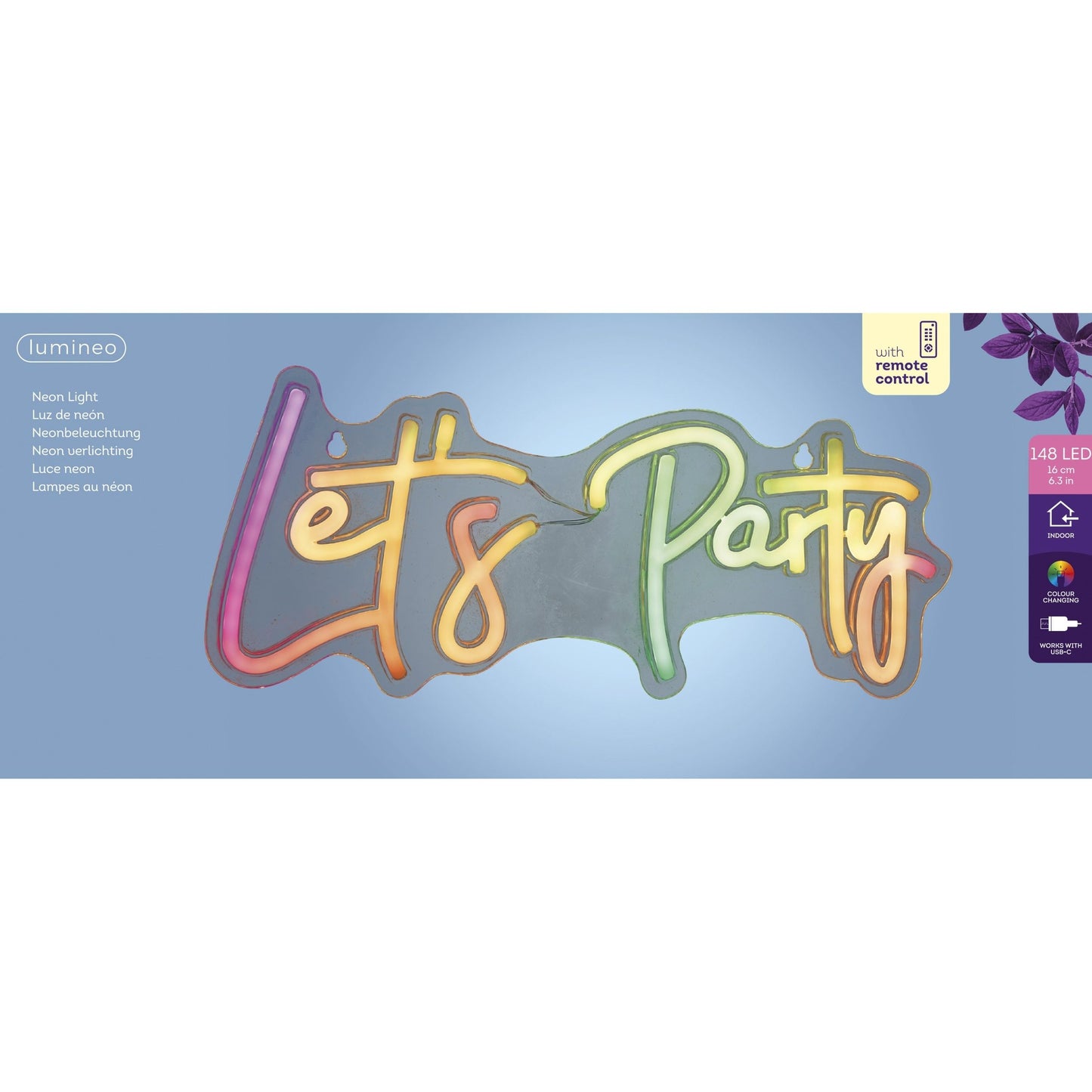 Lumineo - Ledbord indoor usb neon let's party