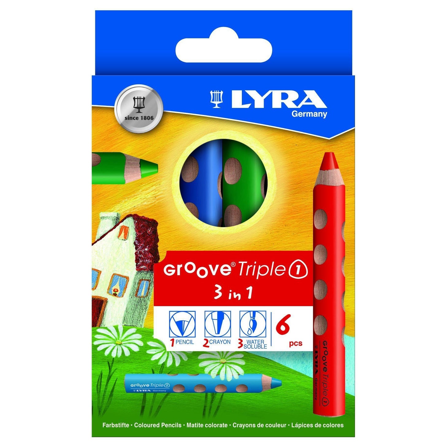 LYRA - Kleurpotlood groove triple one 6 kleuren | 5 stuks