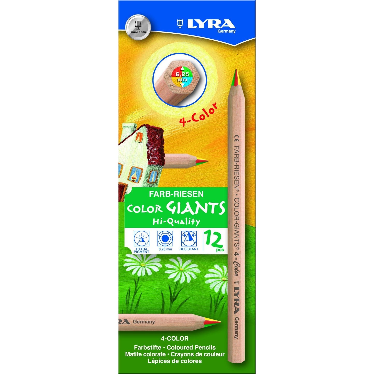 LYRA - Kleurpotlood color giants nature vierkleurig