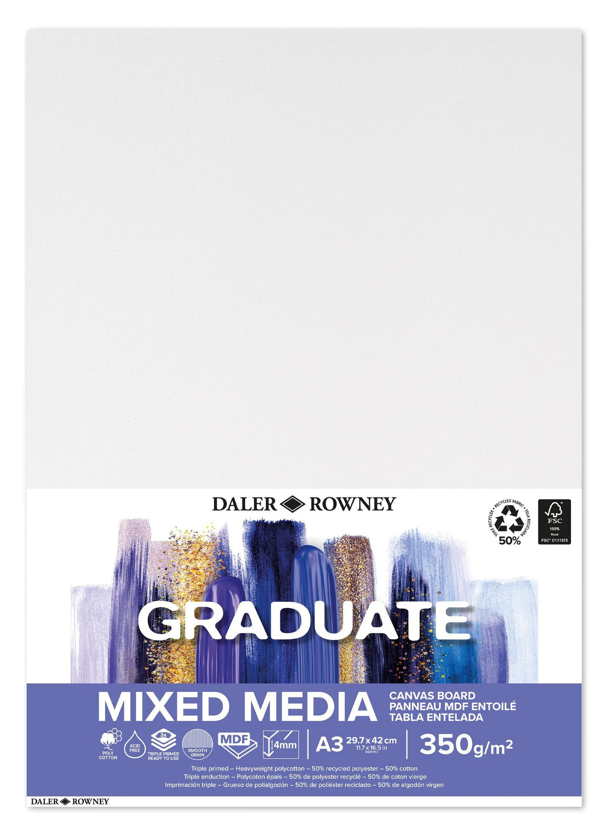 Daler-Rowney - Canvasboard daler rowney graduate a3 wit