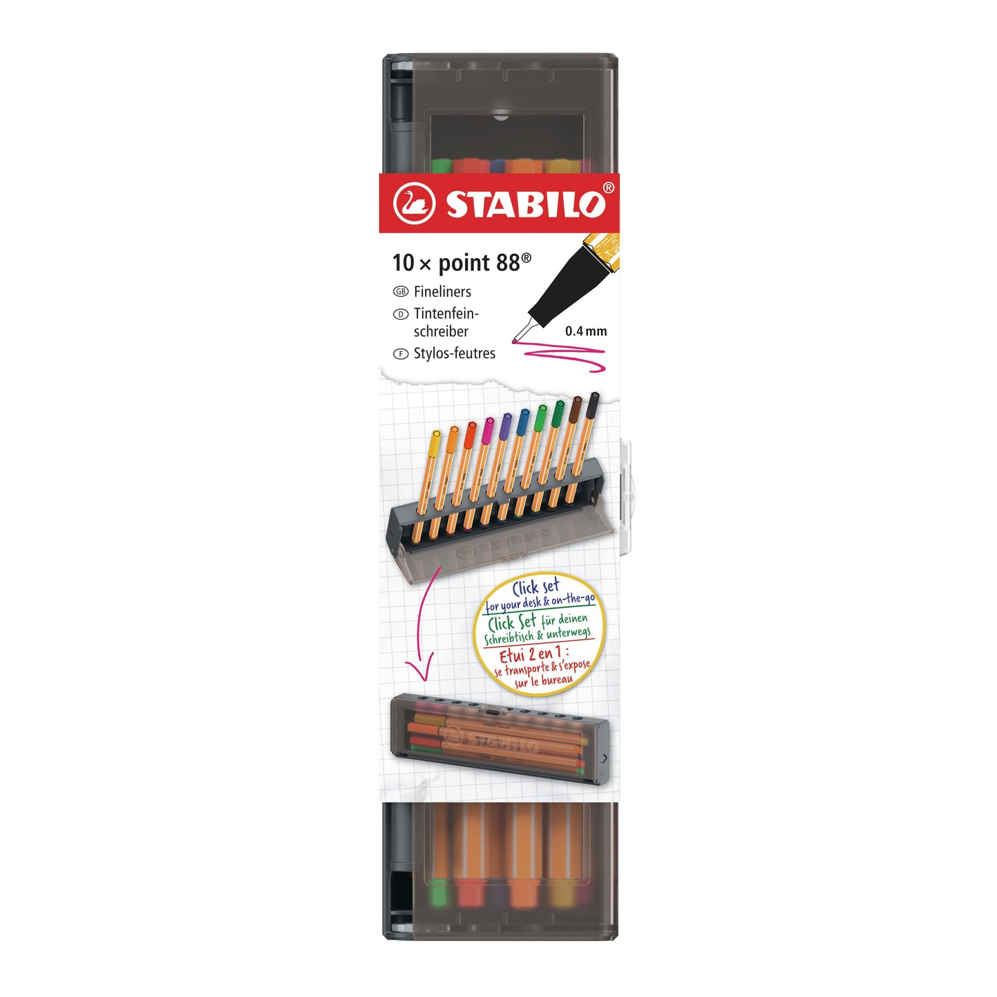 Stabilo - Fineliner point 88 f clickset à 10 kleuren | 5 stuks