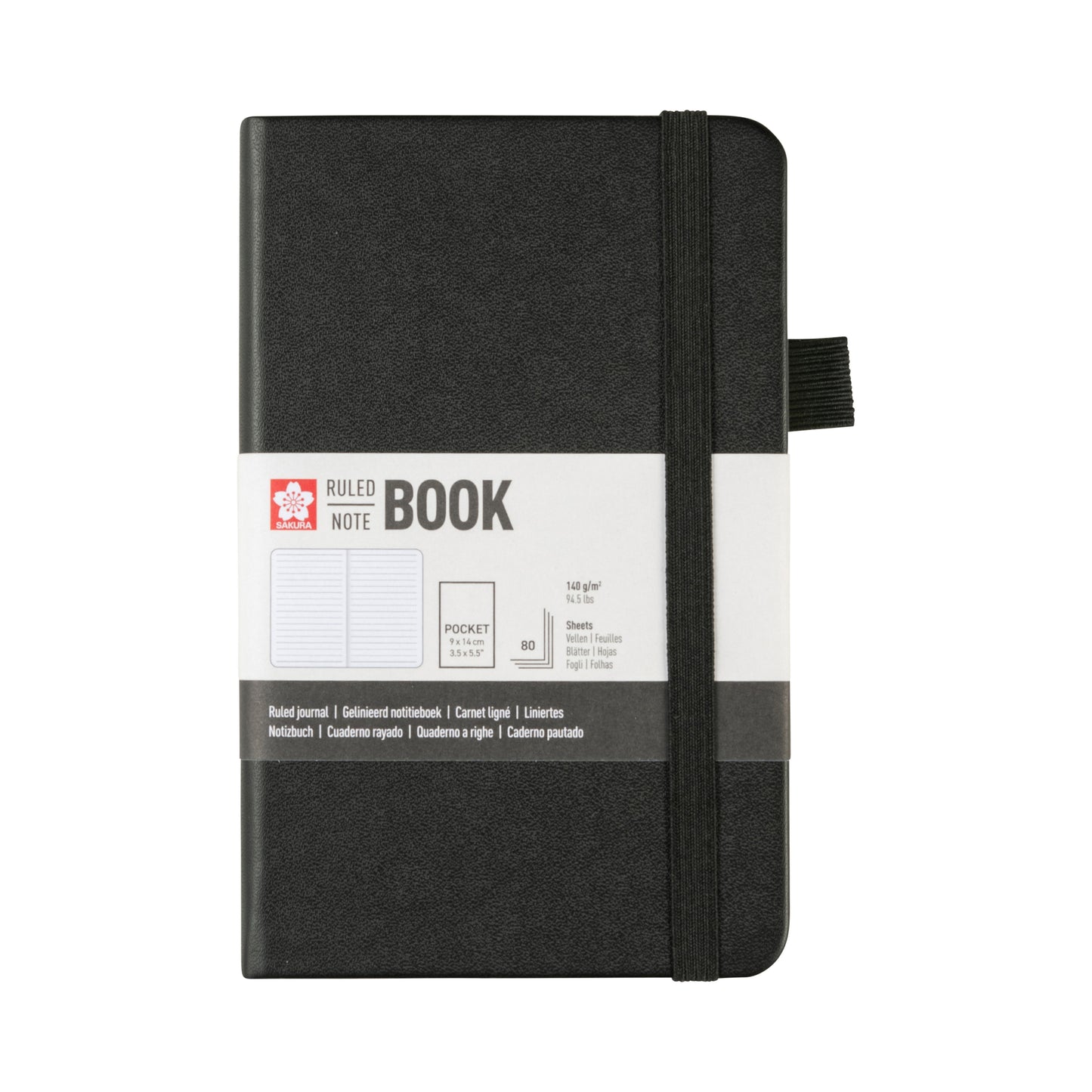 Sakura - Notitieboek pocket lijn zwart | 3 stuks