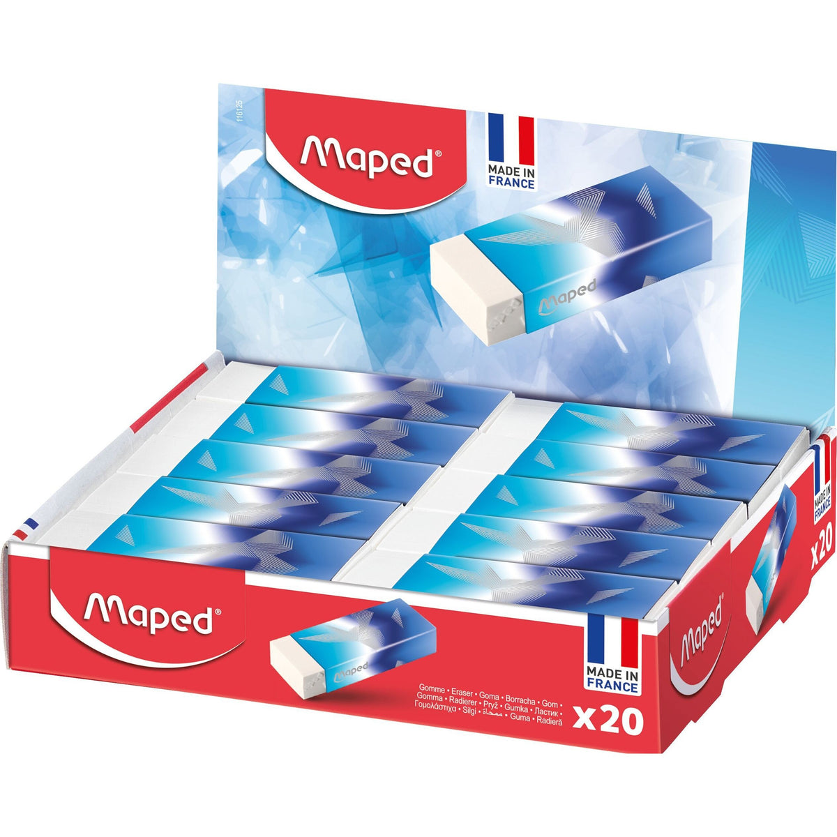 Maped - Gum arctic vibes display 20 stuks blauw
