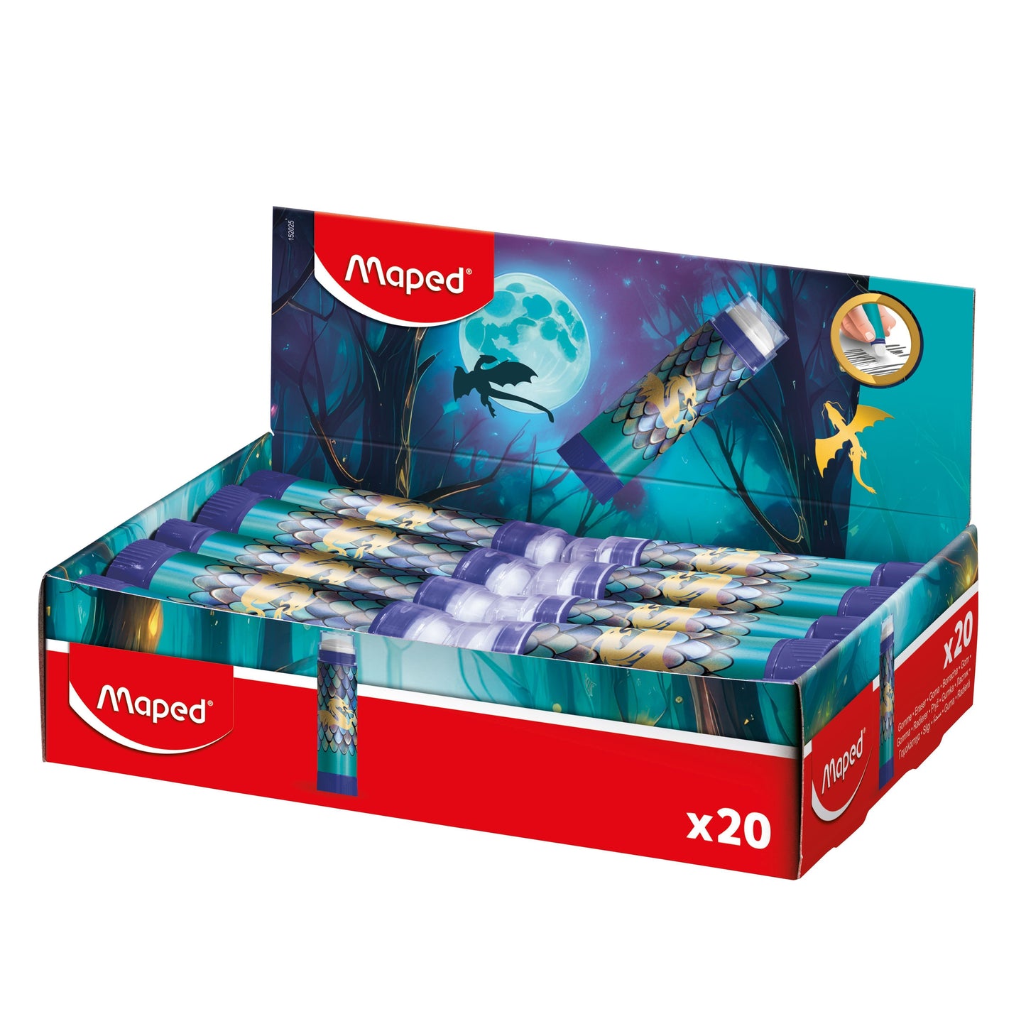 Maped - Gum dragon display 20 kleuren blauw