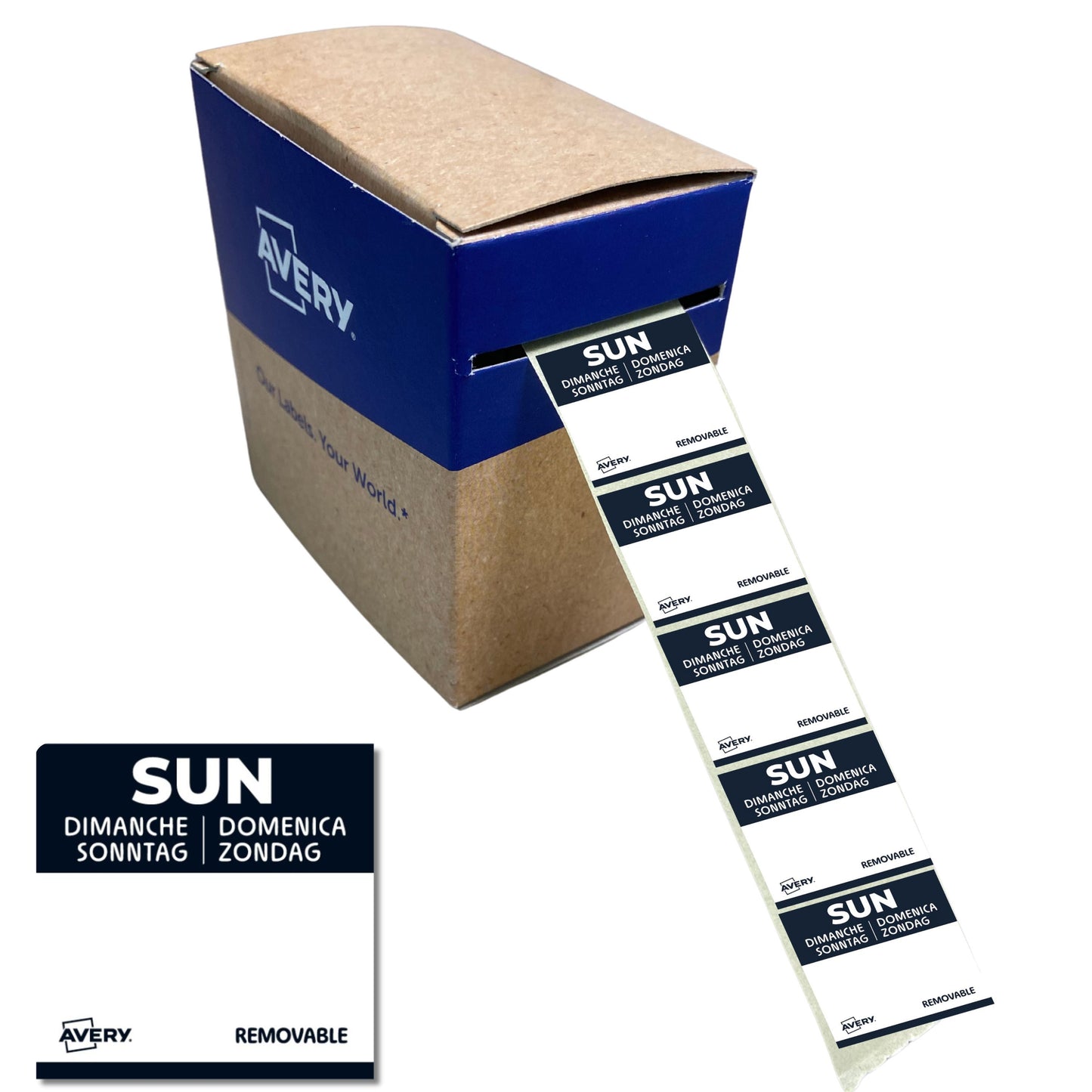 Avery - Etiket haccp zondag-zwart 25x25mm 1000st | 6 stuks