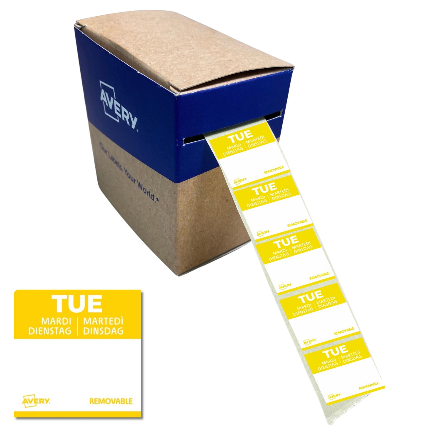 Avery - Etiket haccp dinsdag-geel 25x25mm 1000st | 6 stuks