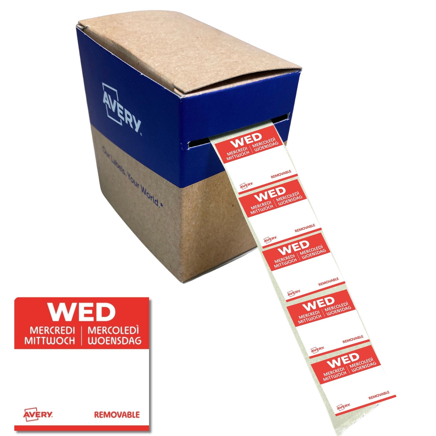 Avery - Etiket haccp woensdag-rood 25x25mm 1000st | 6 stuks