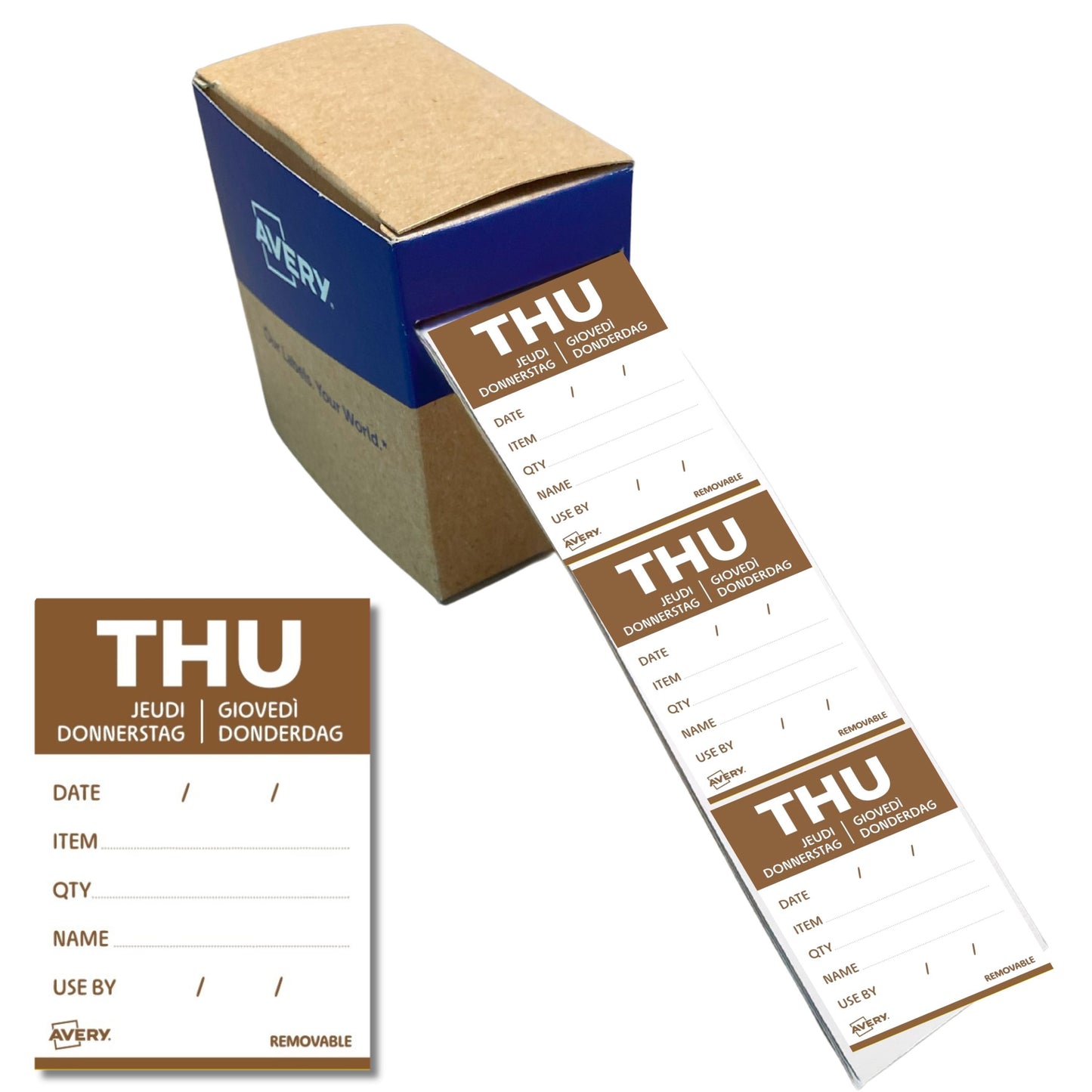 Avery - Etiket haccp donderdag-bruin 40x56mm 500st | 6 stuks