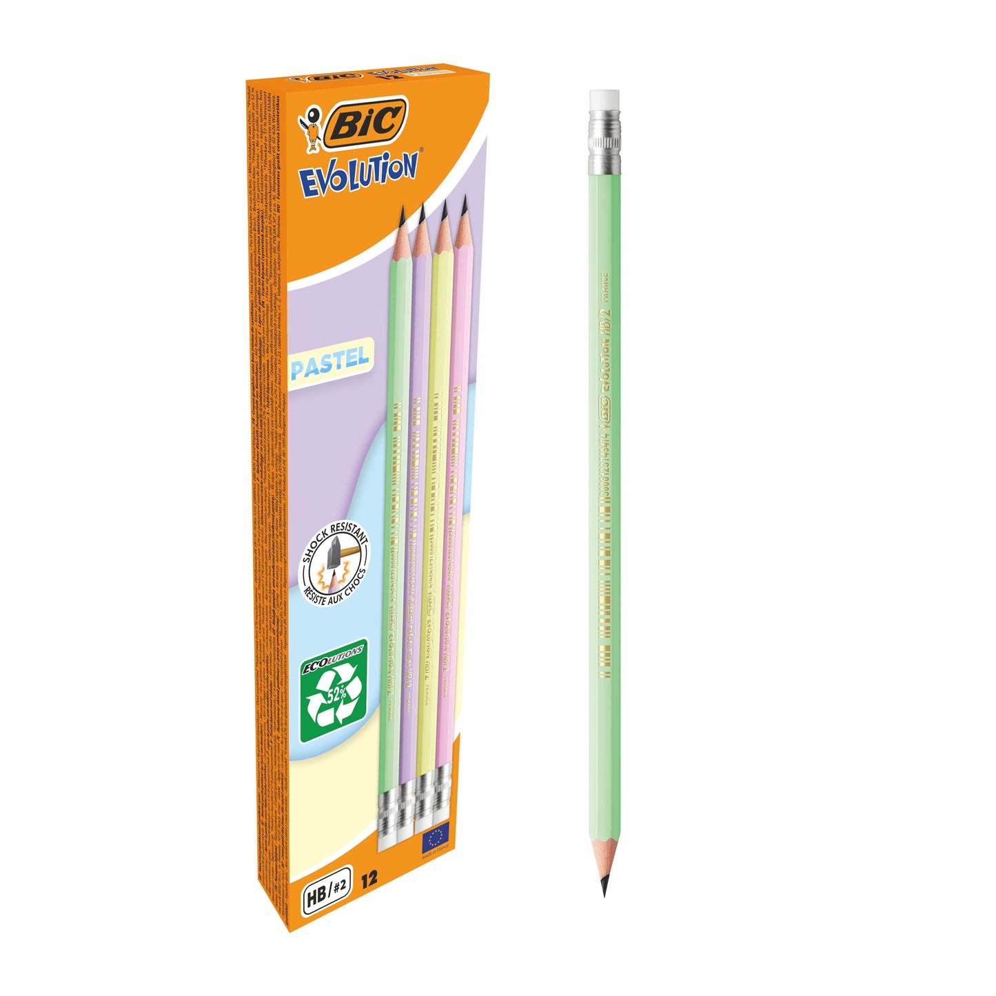 BIC - Potlood hb met gom pastel assorti