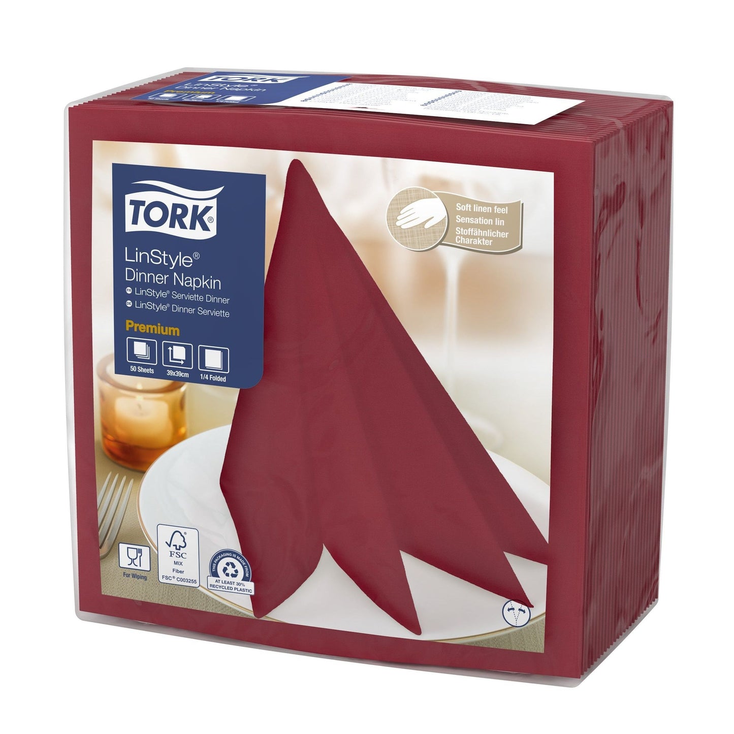 Tork - Dinerservet linstyle premium bordeaux 478885