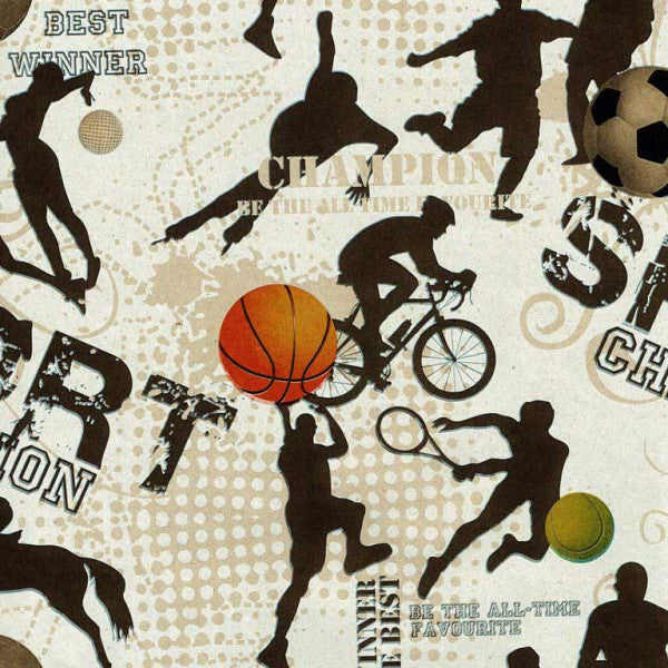 Klika - Papier cadeau 50cm design 31517 Sport sur kraft marron