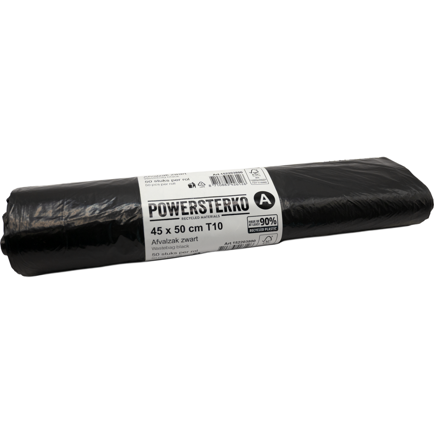 PowerSterko - Afvalzak | Gerecycled LDPE | 45x50cm | T10 | zwart | 2500 stuks