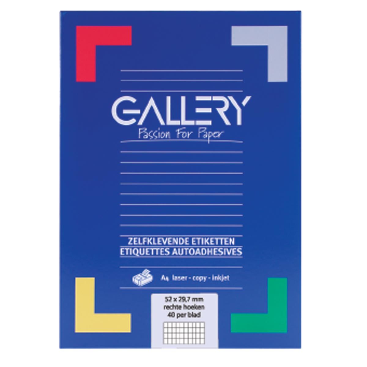 Galerie – weiße Etiketten, 52,5 x 29,7 mm (B x H), rechtwinklig, Box mit 4.000 Etiketten