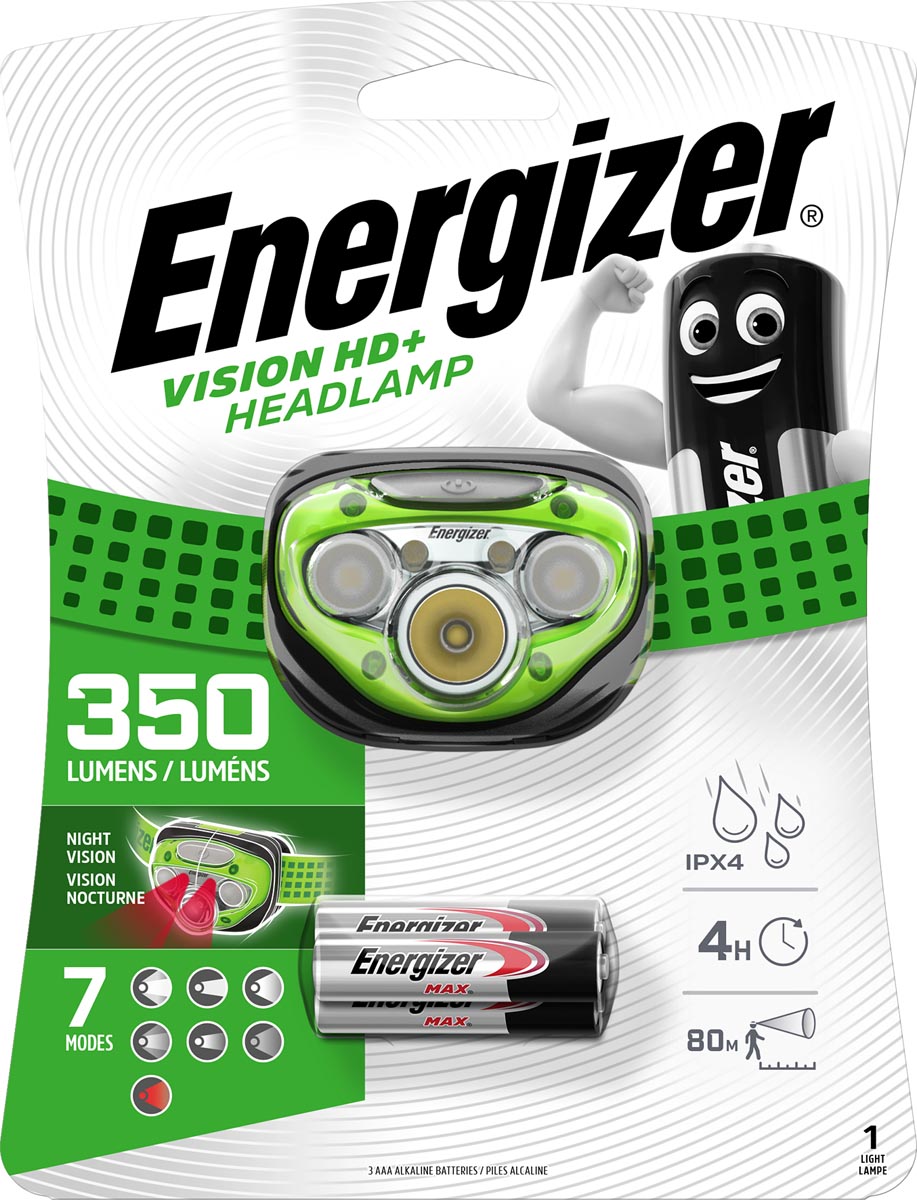 Energizer - hoofdlamp Vision HD+, inclusief 3 AAA batterijen, op blister