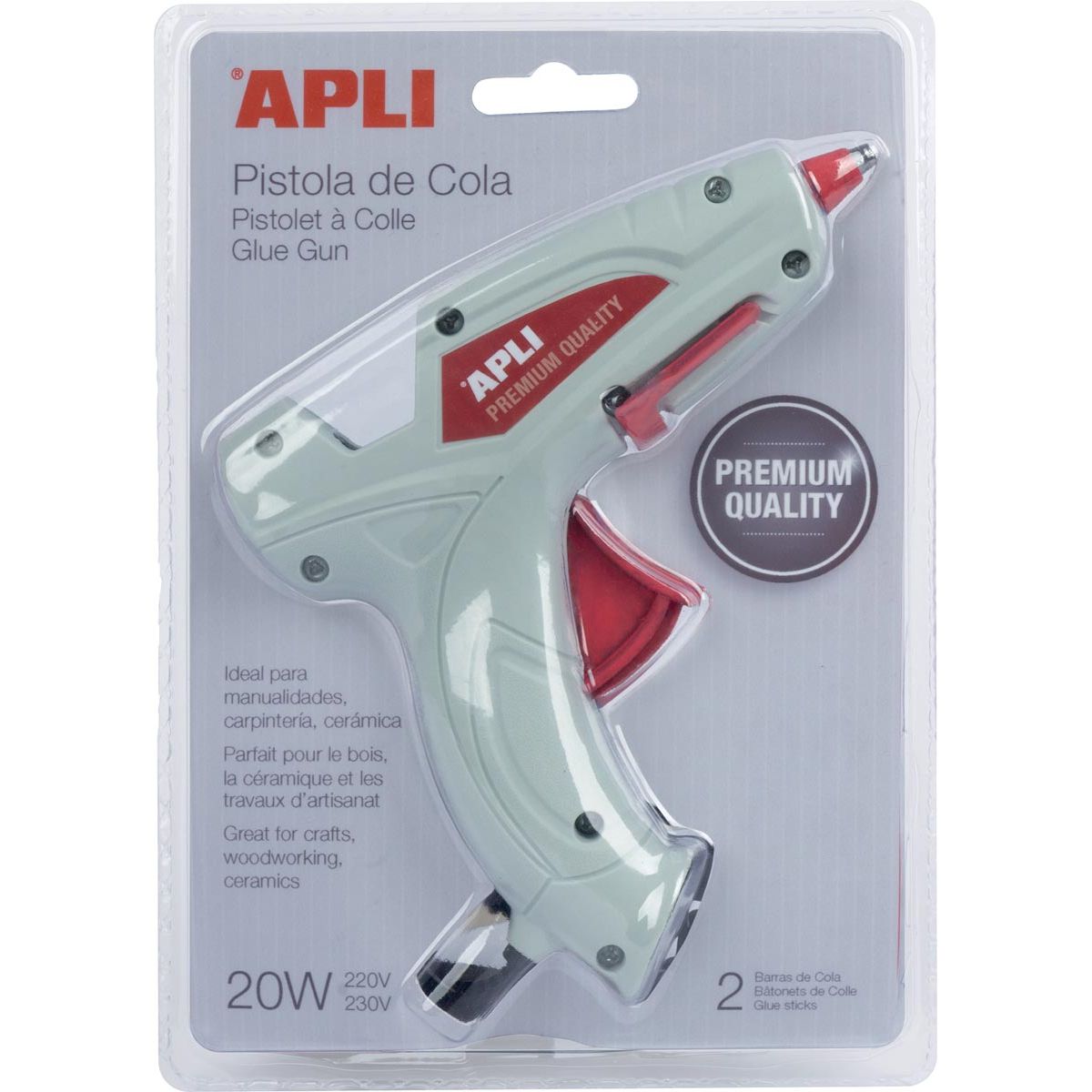 Apli - pistolet à colle, comprenant 2 cartouches de colle, sur blister