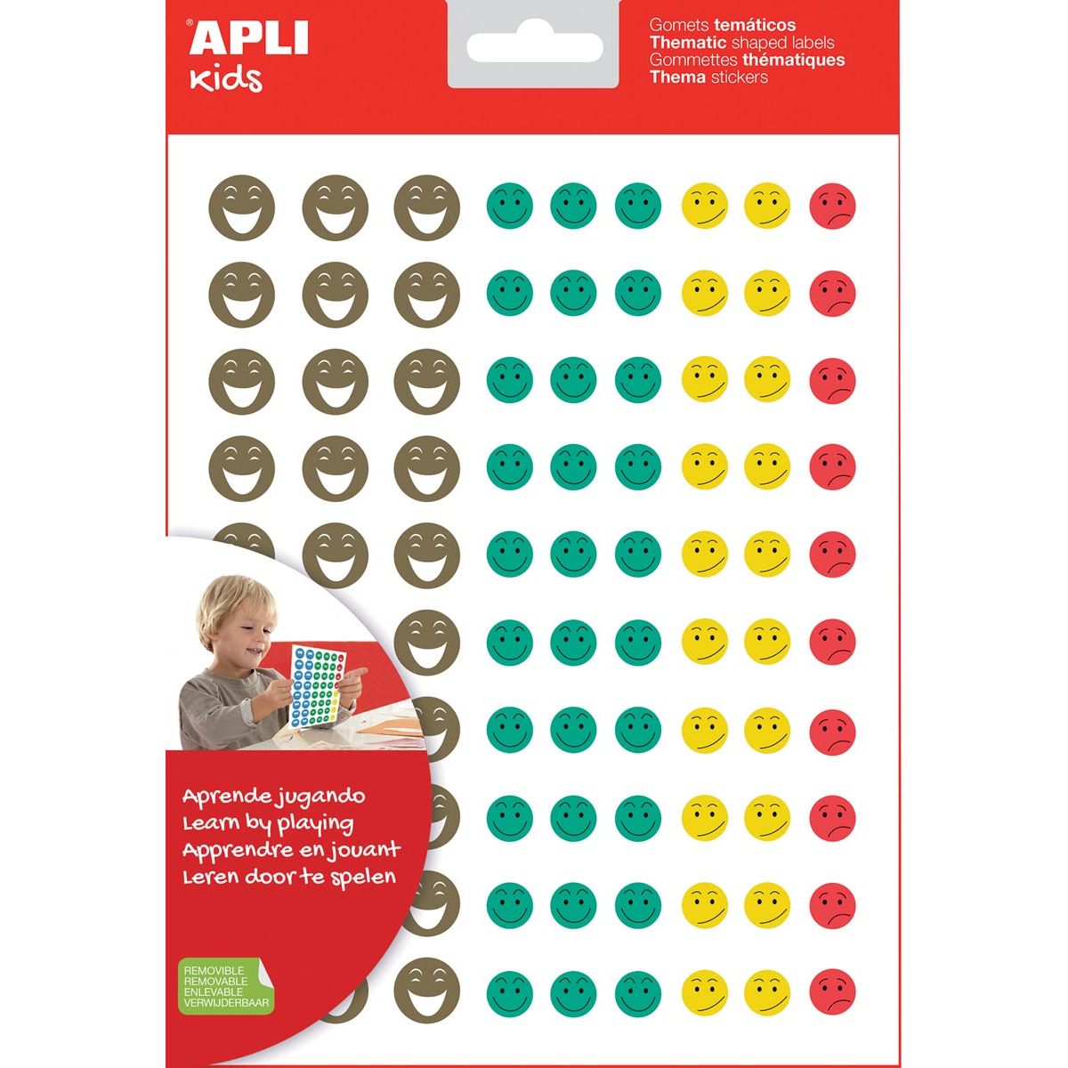 Apli Kids - Autocollants de récompense pour enfants Happy Smile, blister de 12 feuilles