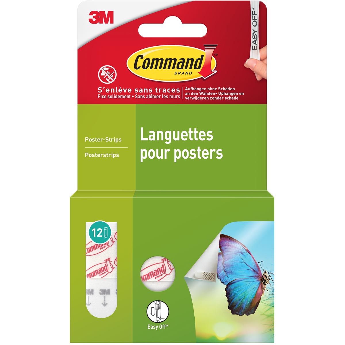 Command - posterstrip, small, draagvermogen 225 gram, wit, blister van 12 stuks