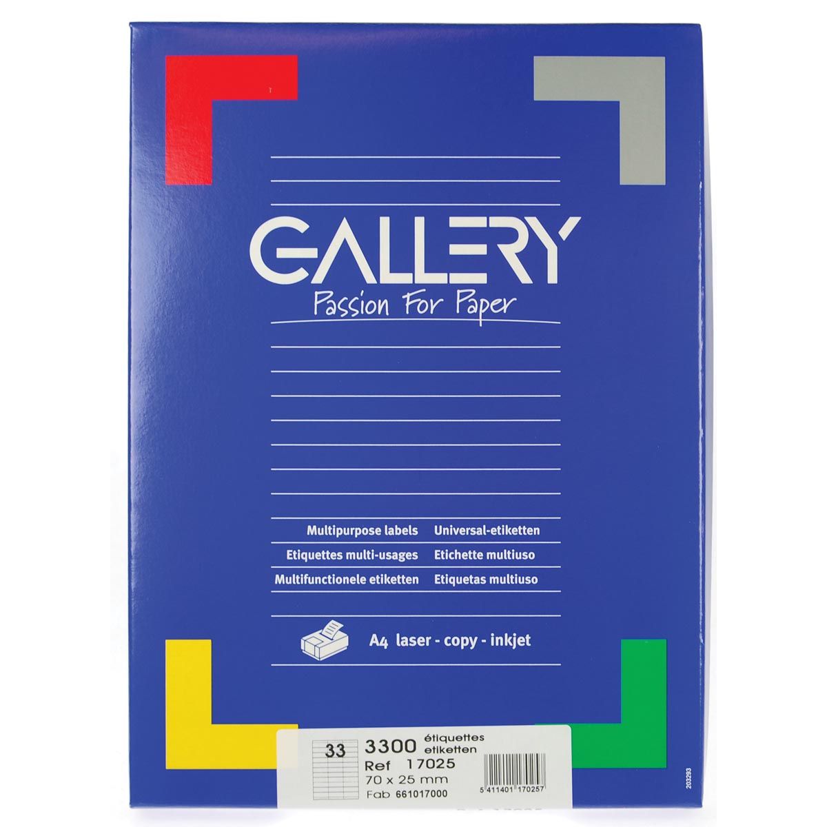 Gallery - witte etiketten ft 70 x 25 mm (b x h), rechte hoeken, doos van 3.300 etiketten