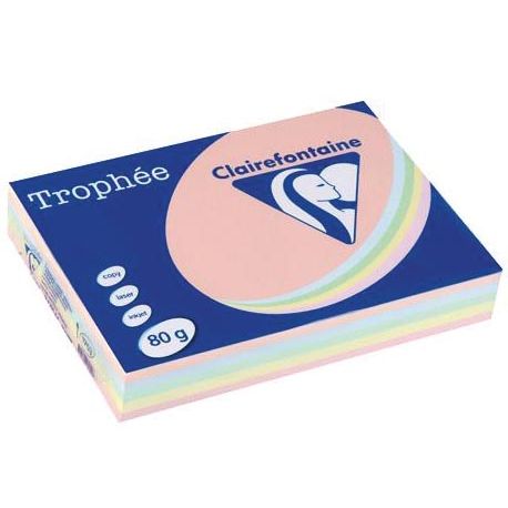 Clairefontaine - Trophée-Farbpapier, A4, 80 g, 5 x 100 Blatt, verschiedene Farben