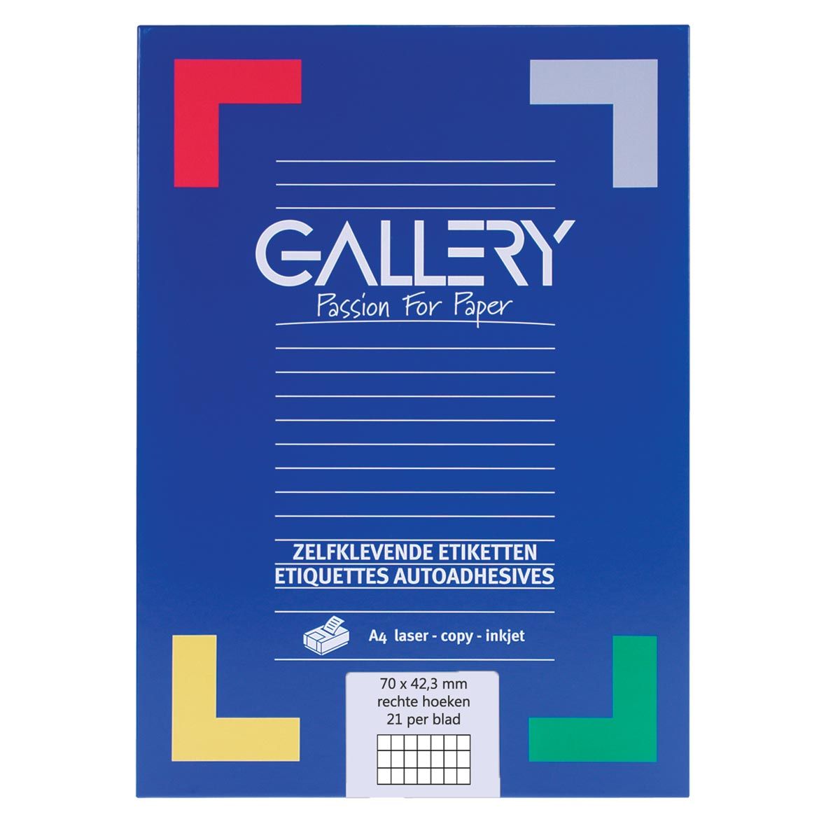 Galerie – weiße Etiketten, 70 x 42,3 mm (B x H), rechtwinklig, Karton mit 2.100 Etiketten