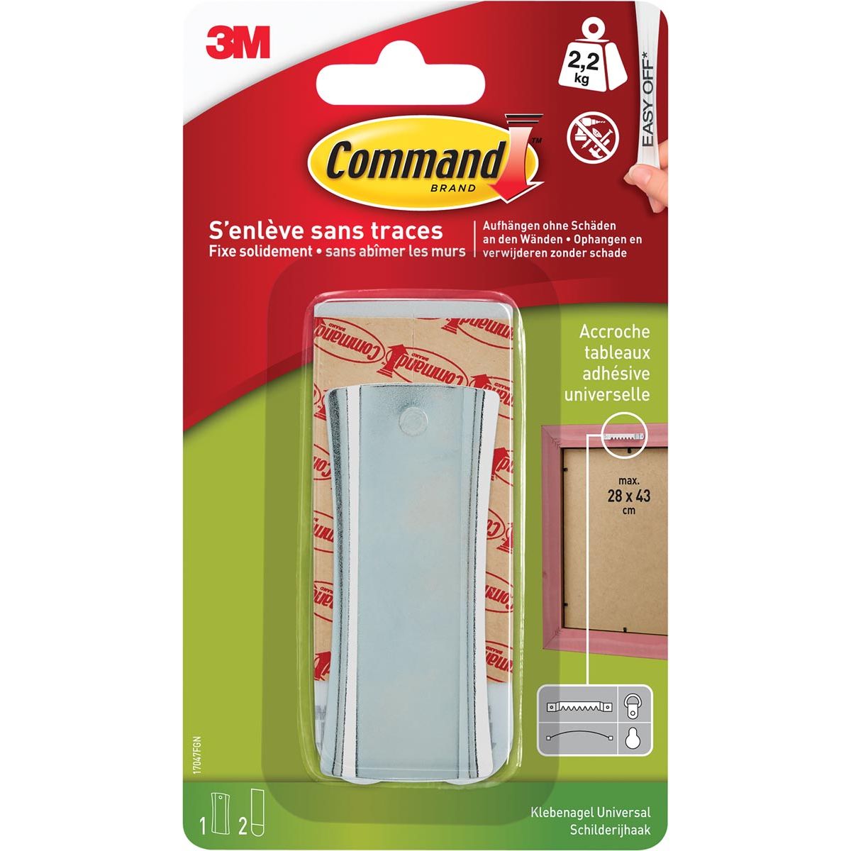 Command - fotolijststrip voor haak met zaagtanden, draagvermogen 2,2 kg, metaal, blisterverpakking
