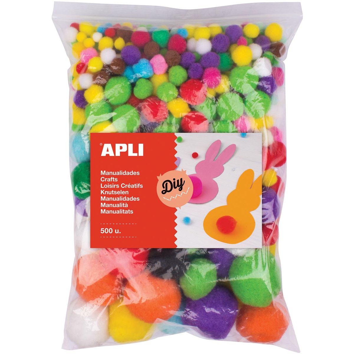 Apli - pompons, zakje met 500 stuks in geassorteerde kleuren