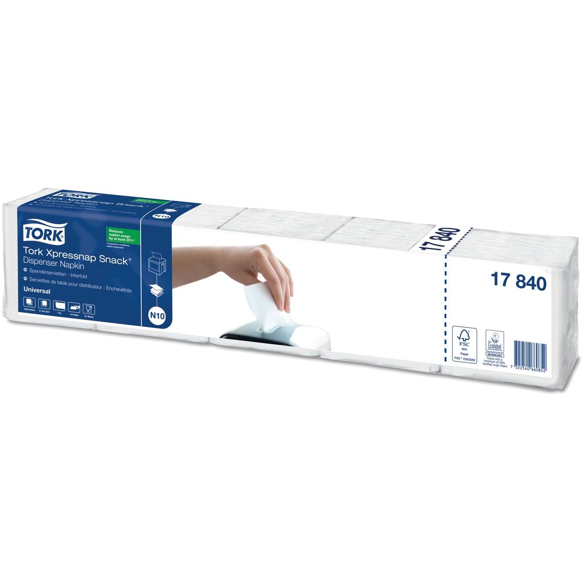 Tork - serviettes snap Snack pour distributeur, 1 pli, 1125 par paquet