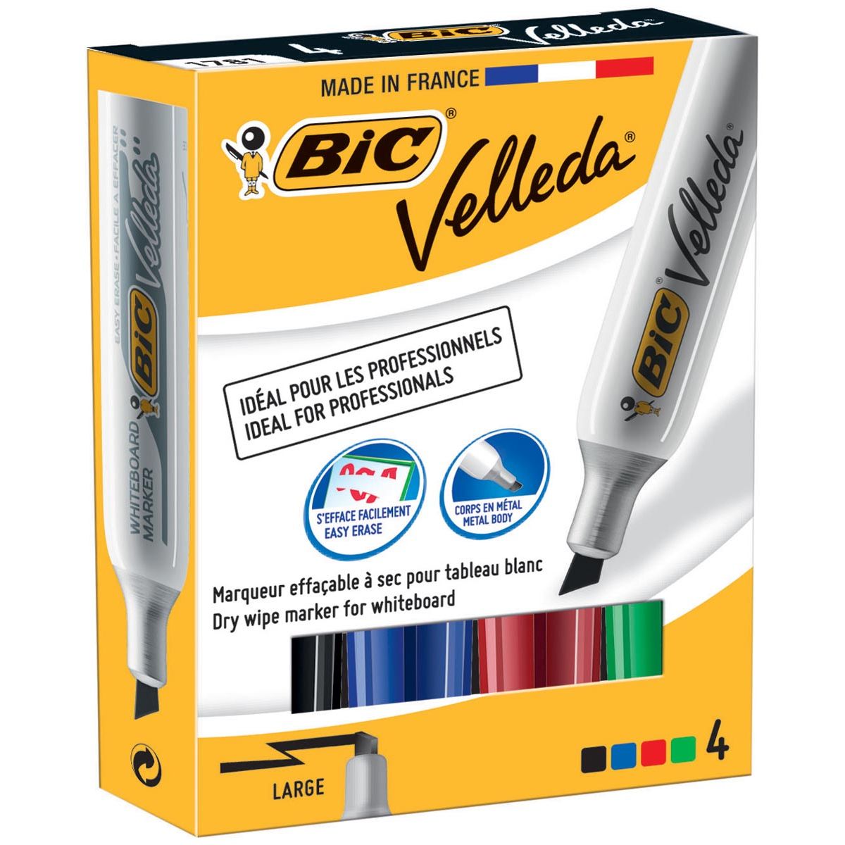 Velleda - whiteboardmarker 1781 doos van 4 stuks in geassorteerde kleuren