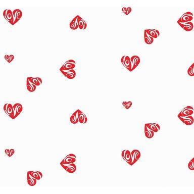 Klika - Papier cadeau Papier cadeau Coeurs d'amour rouges sur blanc 50 cm