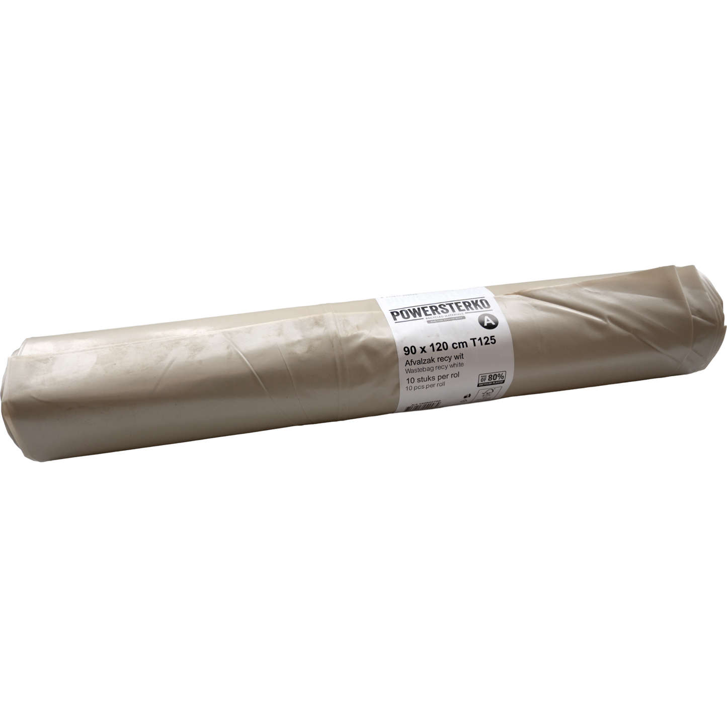 PowerSterko - Afvalzak | Gerecycled LDPE | 90x120cm | T125 | wit | 100 stuks