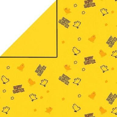 Klika - Papier cadeau Papier cadeau Joyeuses Pâques poussin sur jaune 50 cm