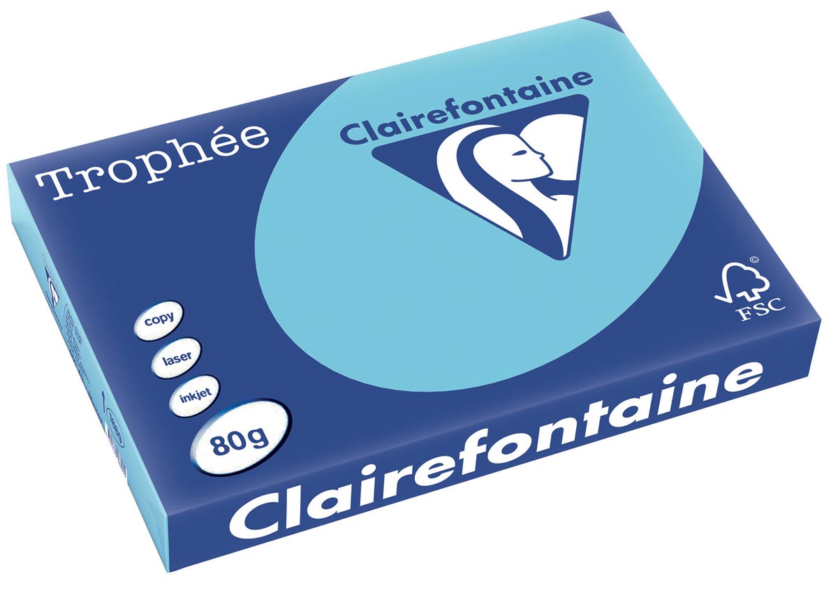 Clairefontaine - Trophée tel, papier coloré, A3, 80 g, 500 feuilles, bleu vif