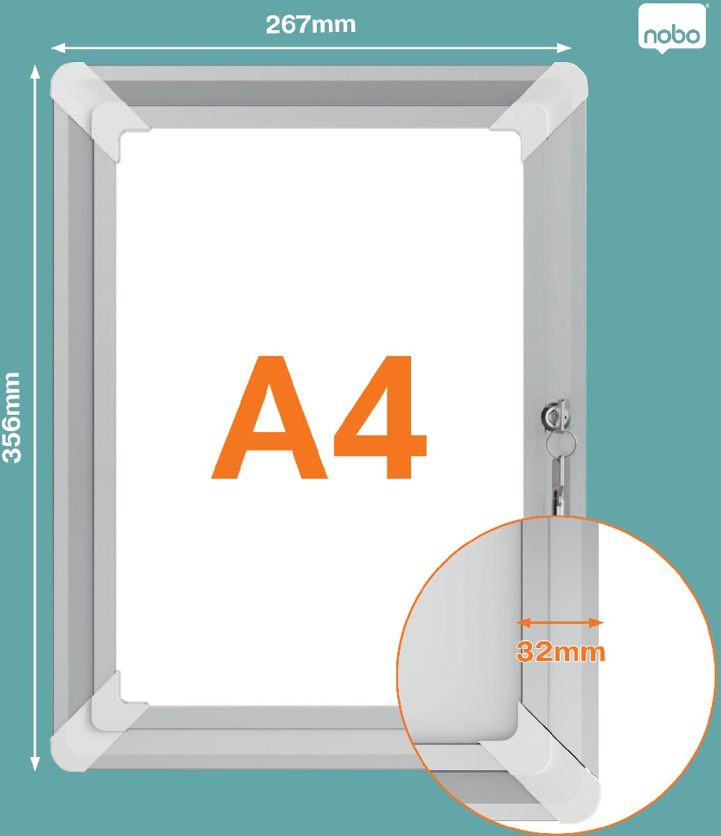 Nobo - clicklijst Plus, uit aluminium, afsluitbaar, ft A4