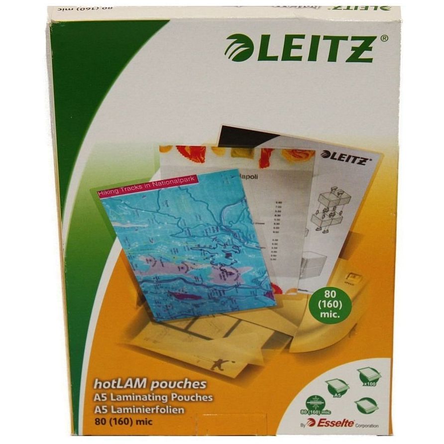 Leitz - Pochette de plastification Eva ft A5, 160 microns (2 x 80 microns), paquet de 100 pièces