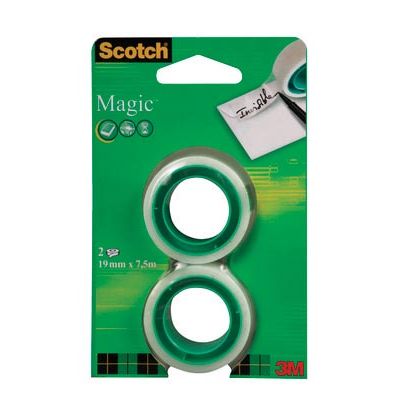 Scotch - plakband Magic e, ft 19 mm x 7,5 m, blister met 2 rolletjes