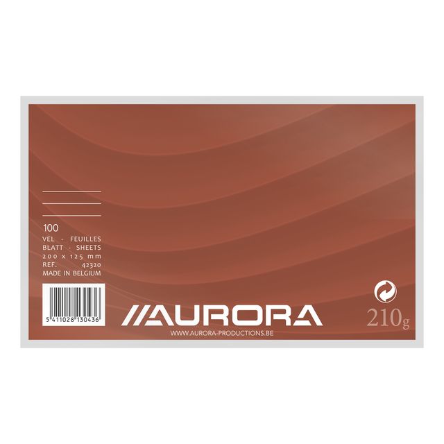 Aurora - Carte système ligne 200x125mm avec ligne tête rouge 210gr blanc 100 feuilles
