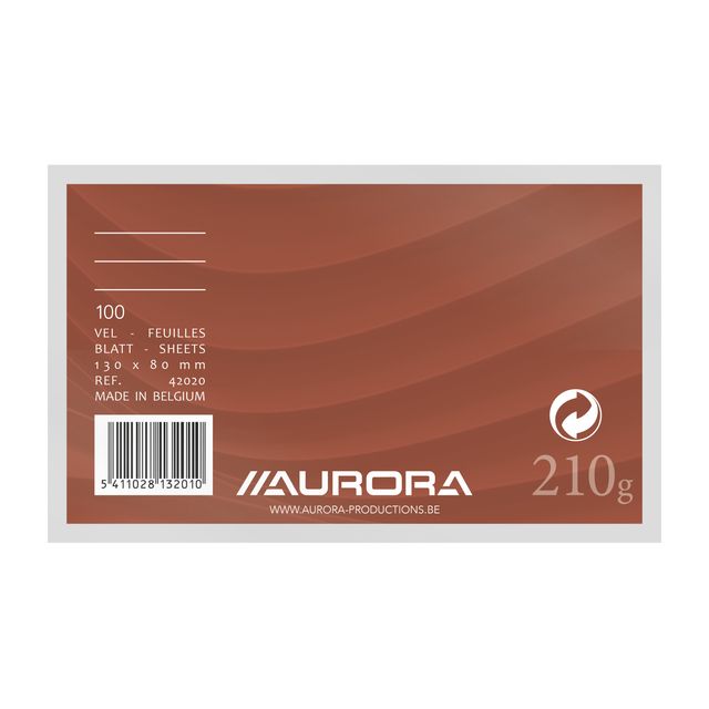 Aurora - Carte système ligne 130x80mm avec ligne tête rouge 210gr blanc 100 feuilles | 10 pièces