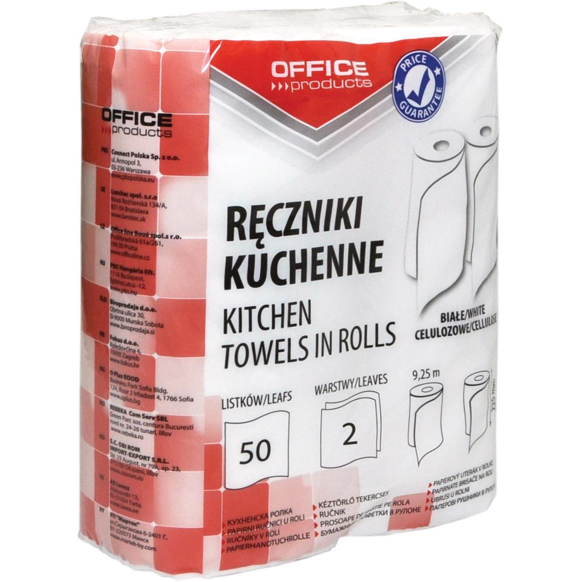 OFFICE products - keukenpapier, 2 laags, 50 vellen, pak van 2 rollen